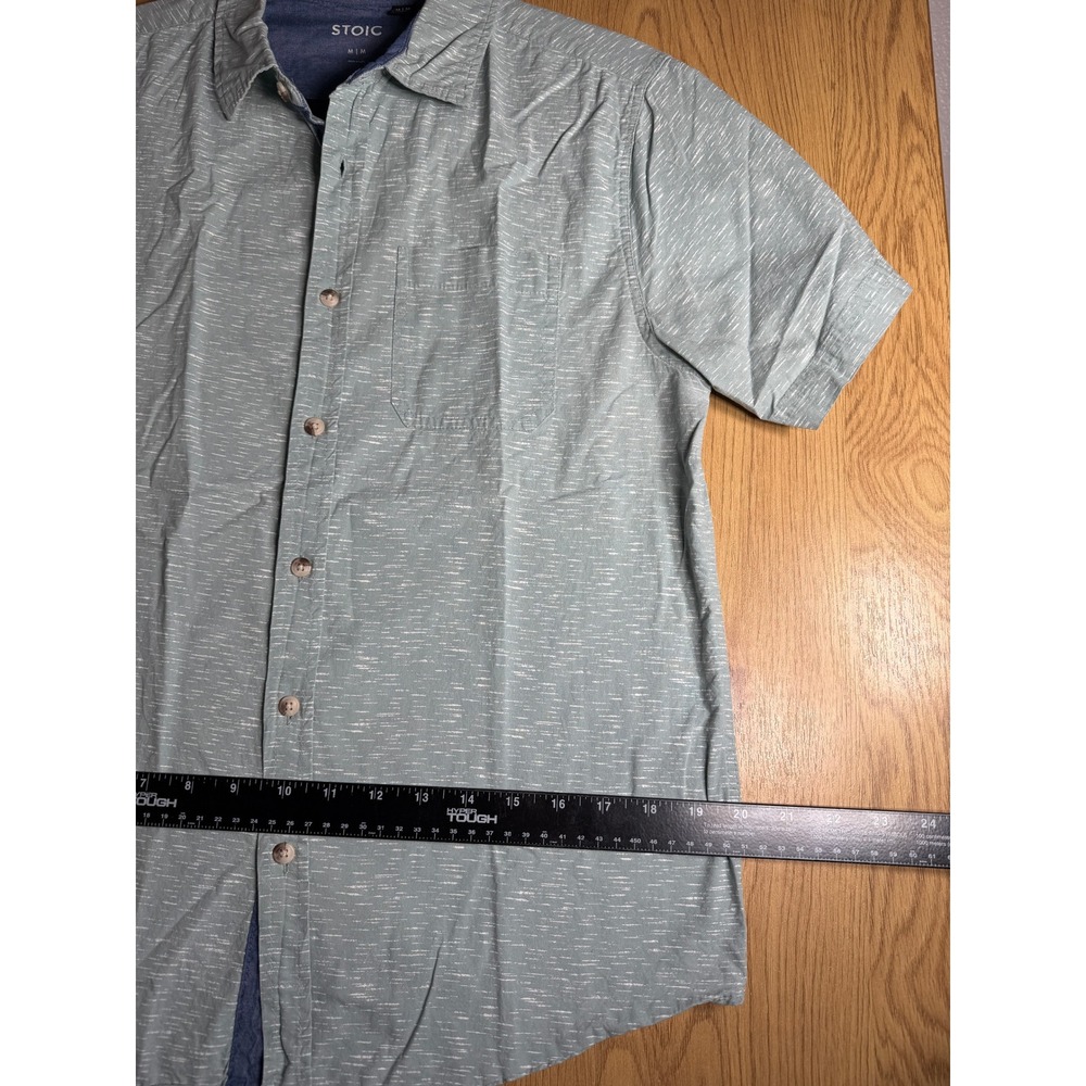 Stoic Shirt Mens Medium M Sage Green Slub Short Sleeve Button Down Chest Pocket - Picture 4 of 9